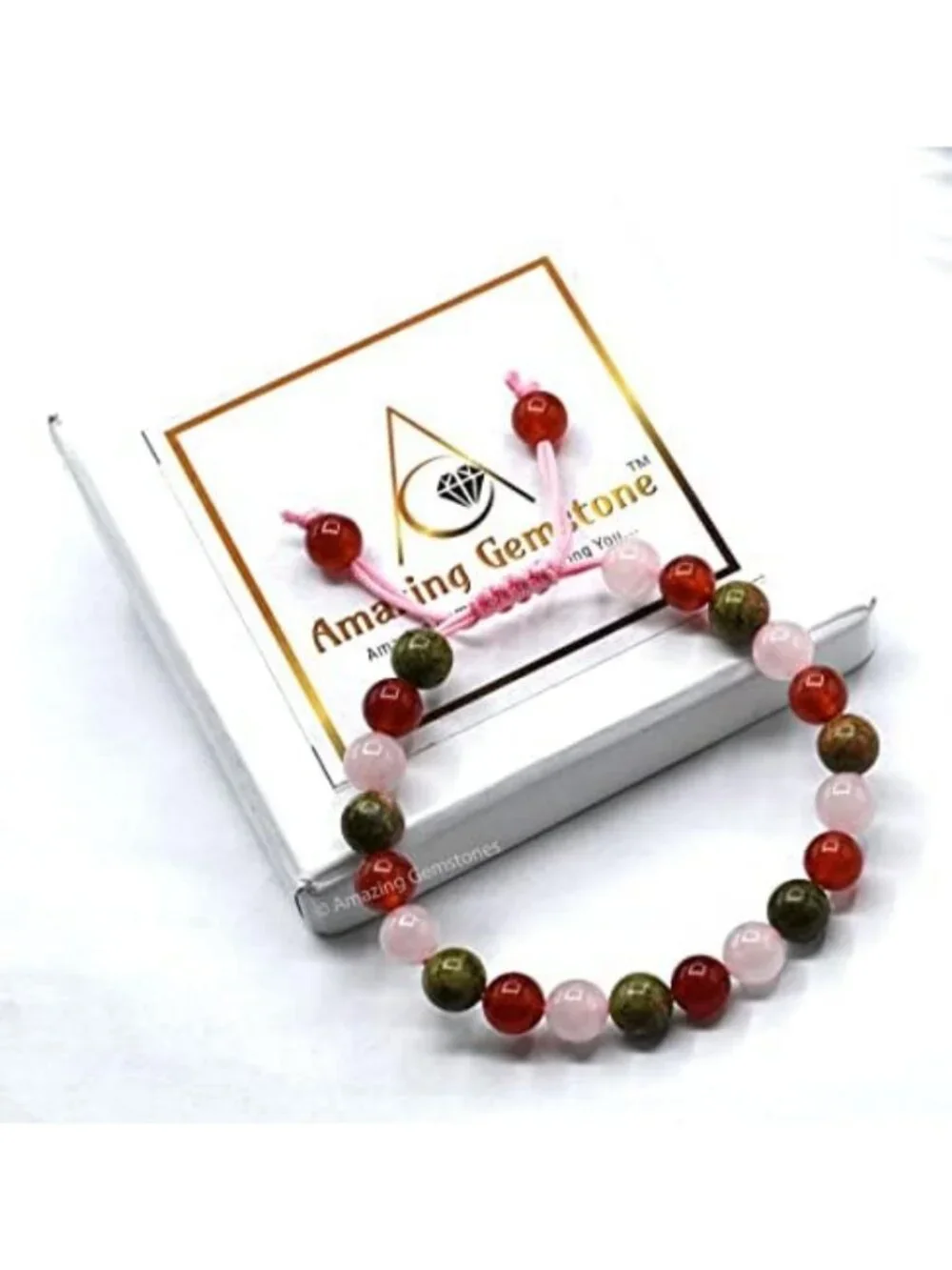 Fertility Gemstone Bracelet Set - Carnelian, Unakite, Rose Quartz for Luck